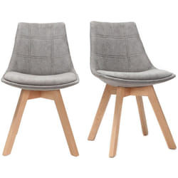 Chaises scandinaves en tissu gris et bois clair (lot de 2) MATILDE