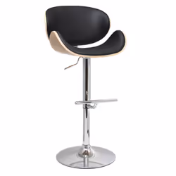 Tabouret de bar design noir et bois clair WALNUT