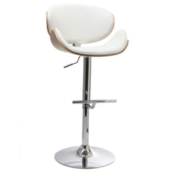 Tabouret de bar design blanc et bois clair WALNUT