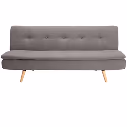 Canapé convertible scandinave 3 places en tissu gris foncé et bois clair SENSO
