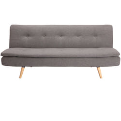 Canapé convertible scandinave 3 places en tissu gris foncé et bois clair SENSO