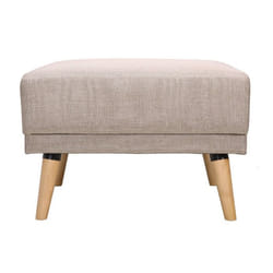 Pouf repose-pieds scandinave en tissu beige et bois clair ULLA
