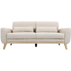 Canapé scandinave 3 places en tissu beige et bois clair EKTOR