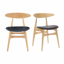 Miliboo - Chaises scandinaves en bois clair et noir (lot de 2) WALFORD