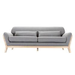 Canapé scandinave 3 places en tissu gris et bois clair YOKO