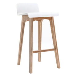 Chaise de bar scandinave bois et blanc H65 cm BALTIK