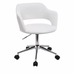 Chaise de bureau à roulettes design blanc et acier chromé JESSY