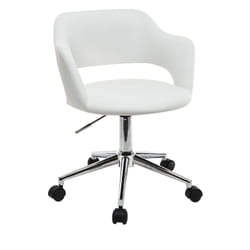 Chaise de bureau à roulettes design blanc et acier chromé JESSY