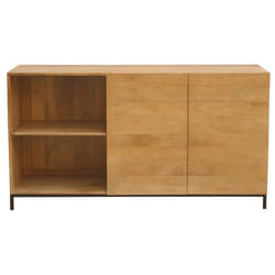 Buffet industriel en bois manguier massif et métal noir 2 portes L145 cm YPSTER