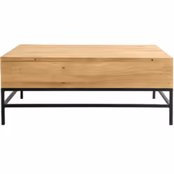 Table basse relevable industrielle bois manguier massif et métal noir L110 cm YPSTER