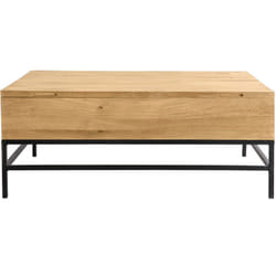 Table basse relevable industrielle bois manguier massif et métal noir L110 cm YPSTER