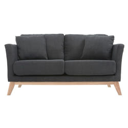 Canapé scandinave déhoussable 2 places en tissu gris foncé et bois clair OSLO
