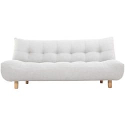 Canapé convertible scandinave 3 places en tissu gris clair et bois clair yumi