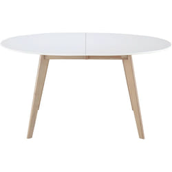Table à manger extensible ovale blanche et bois clair L150-200 cm leena