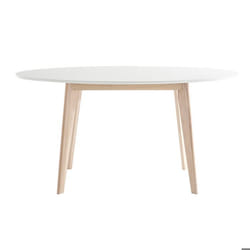 Table scandinave ovale blanche et bois clair L150 cm LEENA