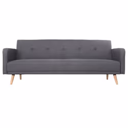 Canapé convertible scandinave 3 places en tissu gris foncé et bois clair ULLA