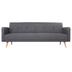 Canapé convertible scandinave 3 places en tissu gris foncé et bois clair ULLA