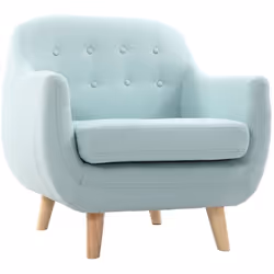 Fauteuil déhoussable scandinave en tissu menthe à l'eau et bois clair YNOK