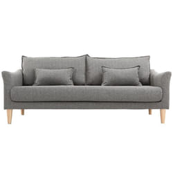 Canapé scandinave 3 places en tissu gris et bois clair KATE