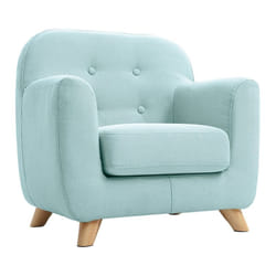 Fauteuil enfant scandinave en tissu menthe à l'eau et bois clair norkid