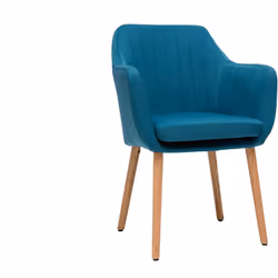 Chaise scandinave en tissu bleu canard et bois clair ALEYNA