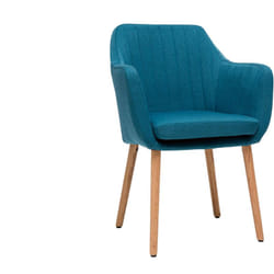 Chaise scandinave en tissu bleu canard et bois clair ALEYNA