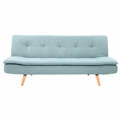 Canapé convertible scandinave 3 places en tissu vert lagon et bois clair SENSO