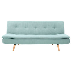 Canapé convertible scandinave 3 places en tissu vert lagon et bois clair SENSO