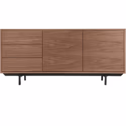 Buffet vintage en bois foncé noyer 2 portes 3 tiroirs L160 cm MANNY