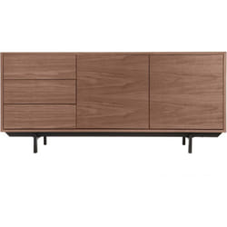 Buffet vintage en bois foncé noyer 2 portes 3 tiroirs L160 cm MANNY