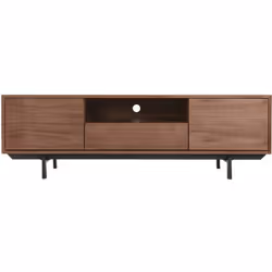 Meuble TV vintage en bois foncé niche ouverte L160 cm MANNY