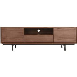 Meuble TV vintage en bois foncé niche ouverte L160 cm MANNY