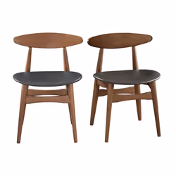 Chaises vintage en bois foncé et noir (lot de 2) WALFORD