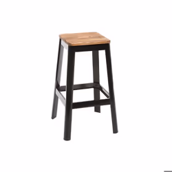 Tabouret de bar design noir et bois H75 cm NICK