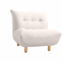 Fauteuil scandinave en tissu beige et bois clair YUMI