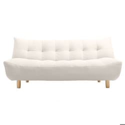 Miliboo - Canapé convertible scandinave 3 places en tissu beige et bois clair YUMI