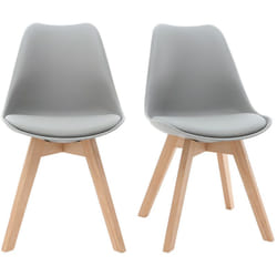 Chaises design gris et bois clair massif (lot de 2) PAULINE