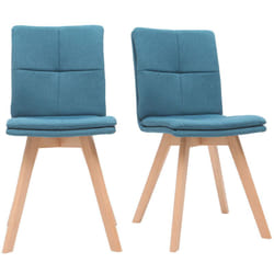 Chaises scandinaves en tissu bleu et bois clair (lot de 2) thea