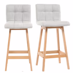 Tabourets de bar en tissu gris clair et bois H65 cm (lot de 2) KLARIS