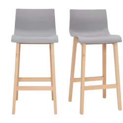 Tabourets de bar design bois et gris clair H65 cm (lot de 2) NEW SURF