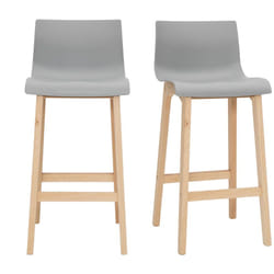 Tabourets de bar design bois et gris clair H65 cm (lot de 2) NEW SURF