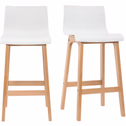 Tabourets de bar design bois et blanc H65 cm (lot de 2) NEW SURF
