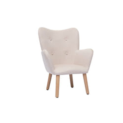 Fauteuil enfant scandinave en tissu rose poudré et bois clair BABY BRISTOL