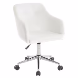 Chaise de bureau à roulettes design blanc et acier chromé BALTIK