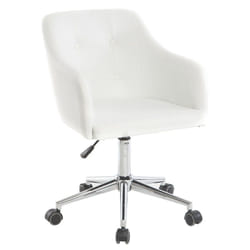 Chaise de bureau à roulettes design blanc et acier chromé BALTIK