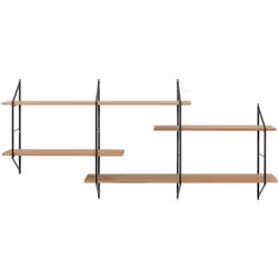 Etagère murale XL modulable en bois clair et métal noir L191 cm BRIDGE