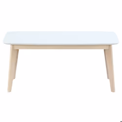 Banc scandinave blanc et bois clair L100 cm LEENA