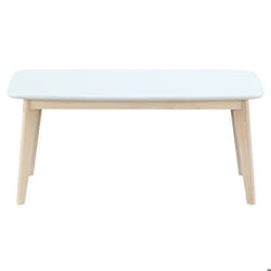 Banc scandinave blanc et bois clair L100 cm LEENA