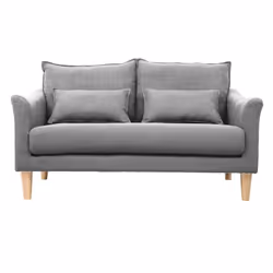 Canapé scandinave 2 places en tissu gris et bois clair KATE