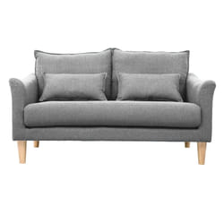 Canapé scandinave 2 places en tissu gris et bois clair KATE